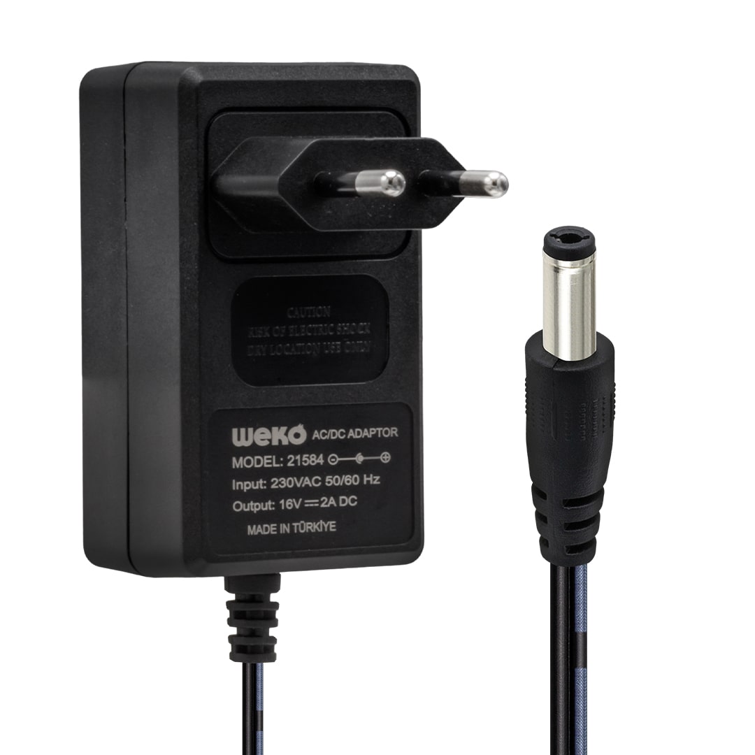 16 VOLT - 2 AMPER 5.5*2.5 UÇLU YERLİ ÜRETİM POWER JACKLI SANTRAL ADAPTÖRÜ (4812)