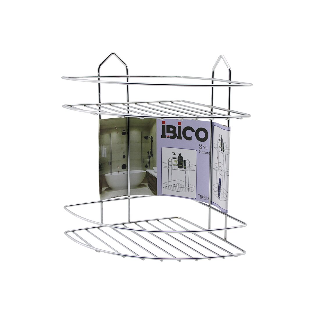2 KATLI - ÜÇGEN   KROM   METAL  BANYO KÖŞELİK - DUŞKABİN RAF (4812)