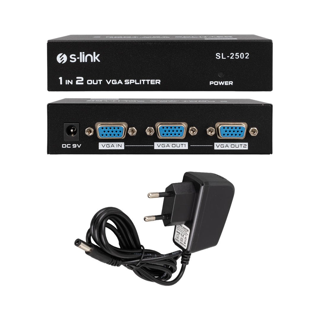 2 PORT VGA SPLITTER DAĞITICI 250MHZ - 1920X1080 SL-2502 (4812)