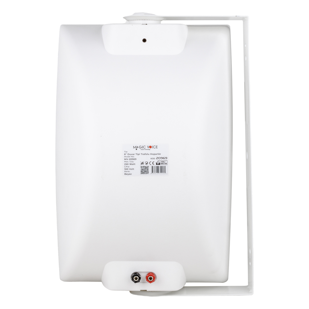 20 CM 100 VOLT - 250 WATT 8 İKİ YOLLU TRAFOLU BEYAZ HOPARLÖR (DH 8ATW) (4812)