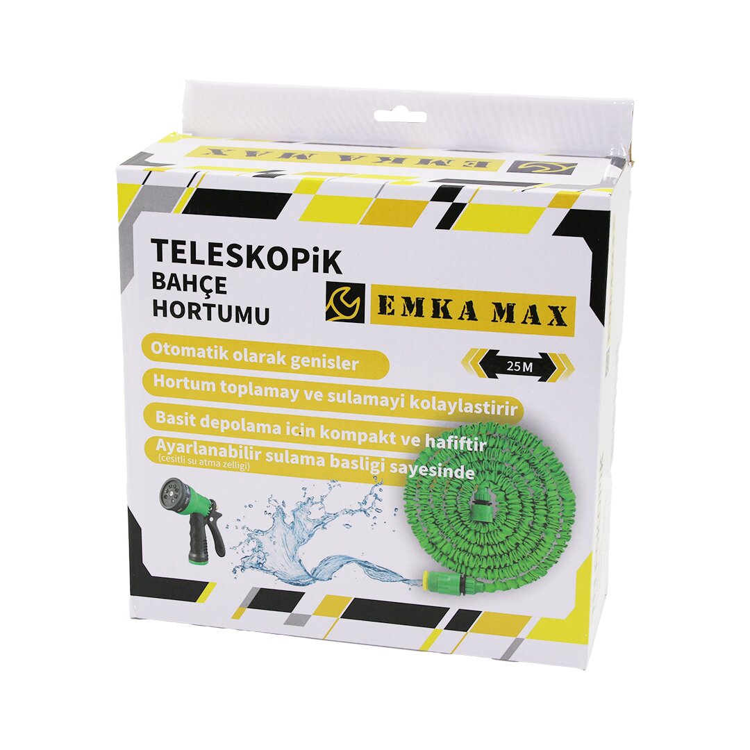 25MT TELESKOPİK UZAYAN BAHÇE HORTUMU 7 FONKSİYON AYARLI TETİKLİ TABANCA (4812)