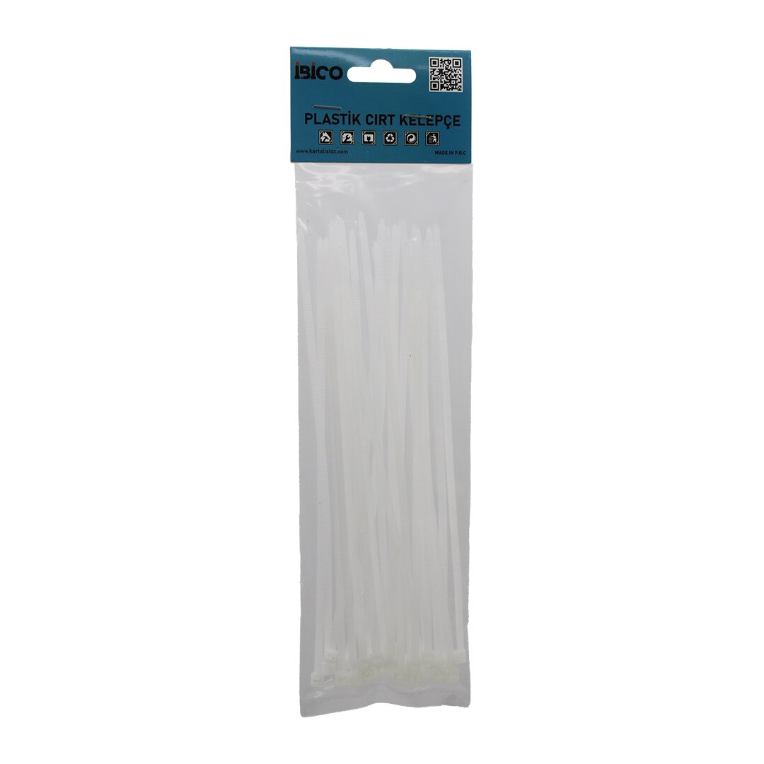 25PCS   BEYAZ   3.6X200MM  PLASTİK CIRT KELEPÇE (4812)