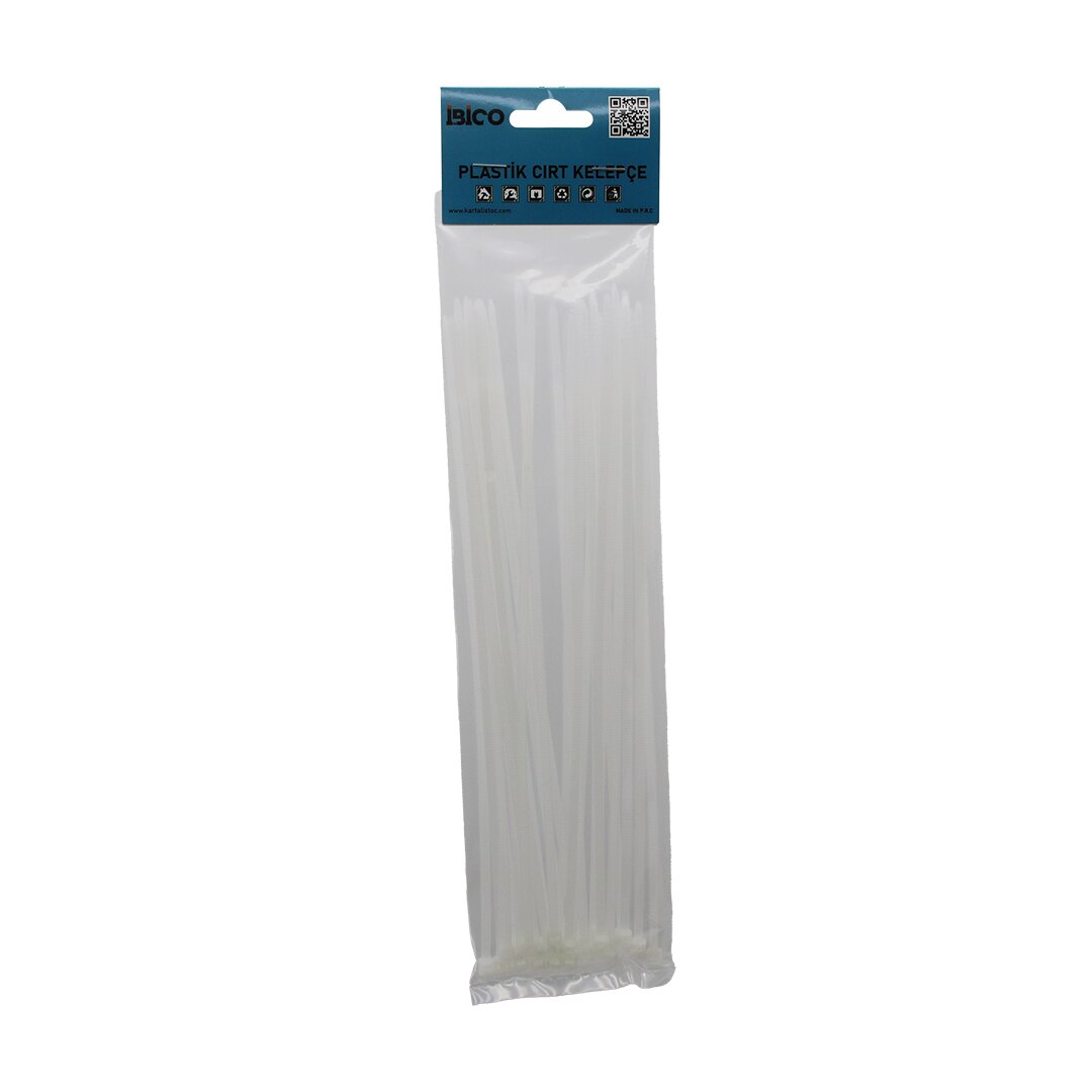 25PCS   BEYAZ   3.6X250MM  PLASTİK CIRT KELEPÇE (4812)