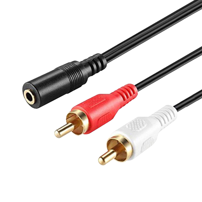 3.5 MM STEREO DİŞİ / 2 RCA ERKEK 1.5 METRE GOLD KABLO ELEKTROMER (4812)