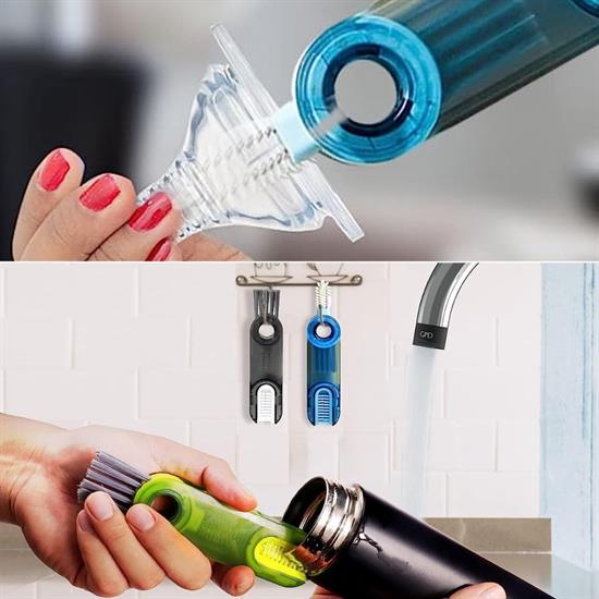 3 Fonksiyonlu Pratik Şişe Temizleme Fırçası Mutfak Banyo Araç İçin Çok Amaçlı Fırça (4812)