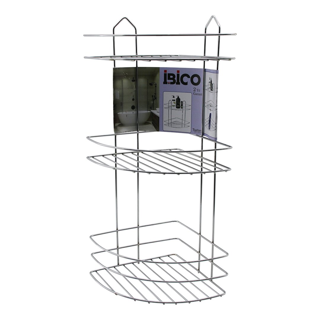 3 KATLI - ÜÇGEN   KROM   METAL  BANYO KÖŞELİK - DUŞKABİN RAF (4812)