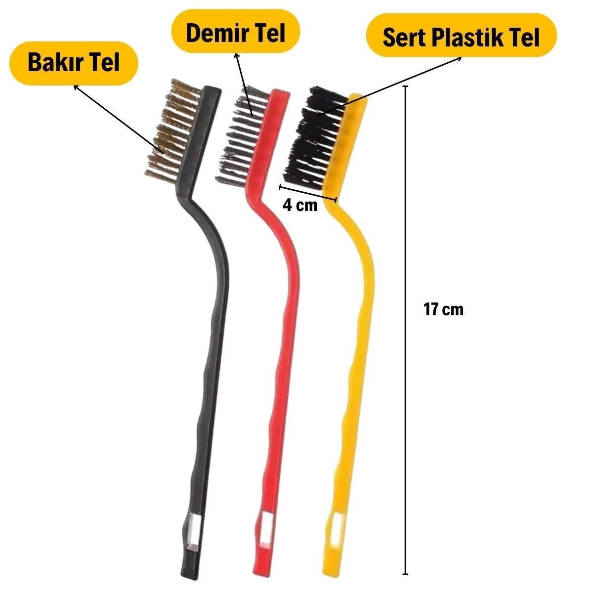 3 lü Detaylı Temizlik Bakır,Demir ve Sert Plastik Tel Fırça (4812) 3 lü Detaylı Temizlik Bakır,Demir ve Sert Plastik Tel Fırça (4812)