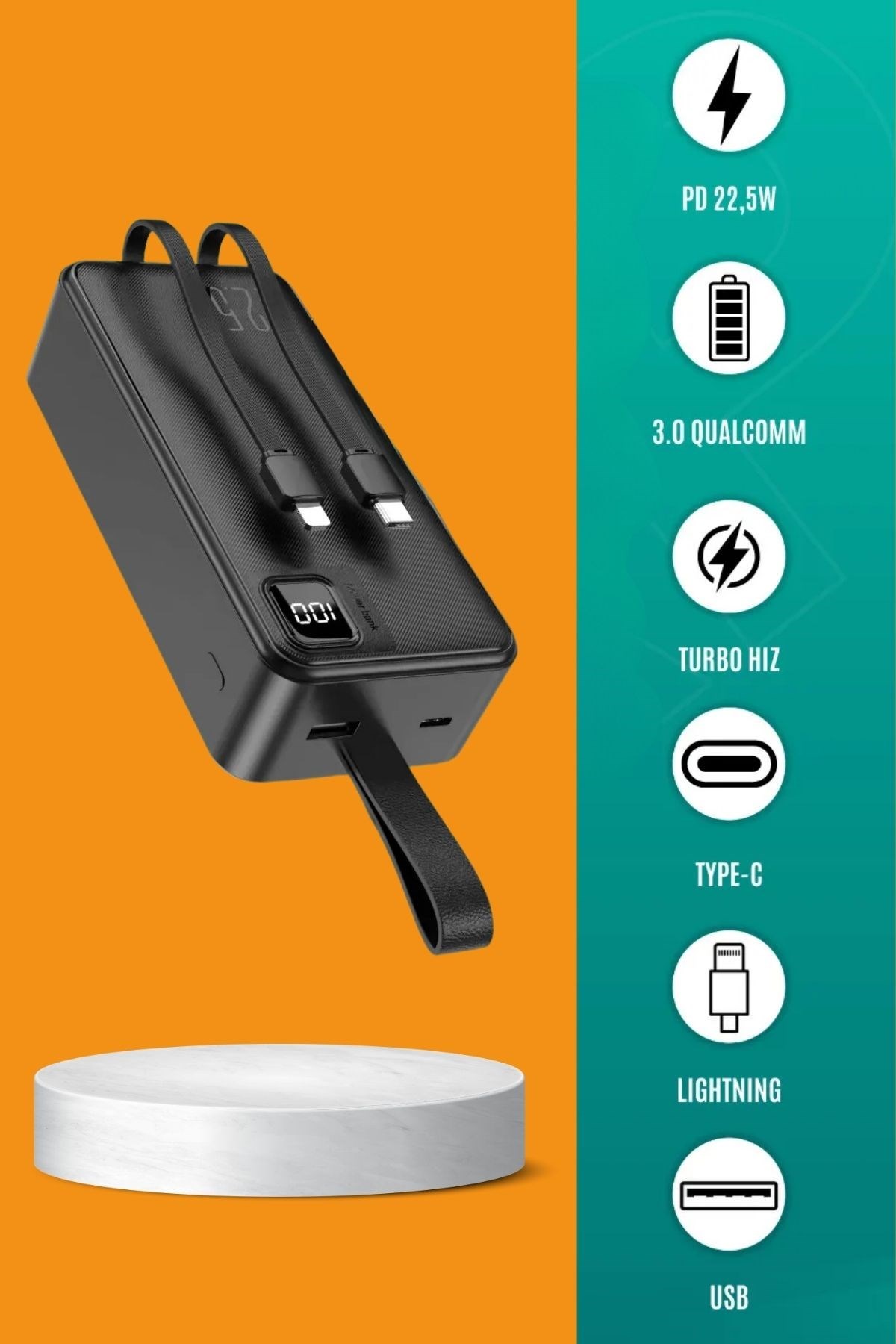 30000 Mah 22,5w Süper Hızlı Lightning ve Tyype C Powerbank (4812) 30000 Mah 22,5w Süper Hızlı Lightning ve Tyype C Powerbank (4812)