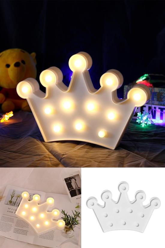 3D Dekoratif Pilli Kraliçe Tacı Model Led Masa ve Gece Lambası (4812)