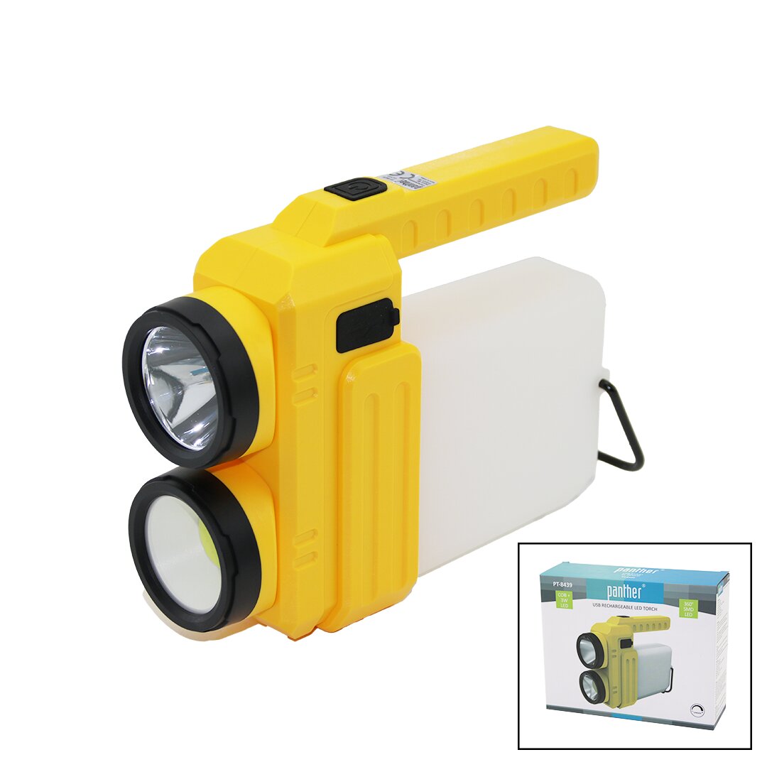 3İN 13W+COB LED+360°SMDEL FENERİ USB ŞARJ POWERBANK 1500LM IŞIK AYARI GÜN IŞIK - BEYAZ METAL ASKI+B42 PT-8439 (4812)