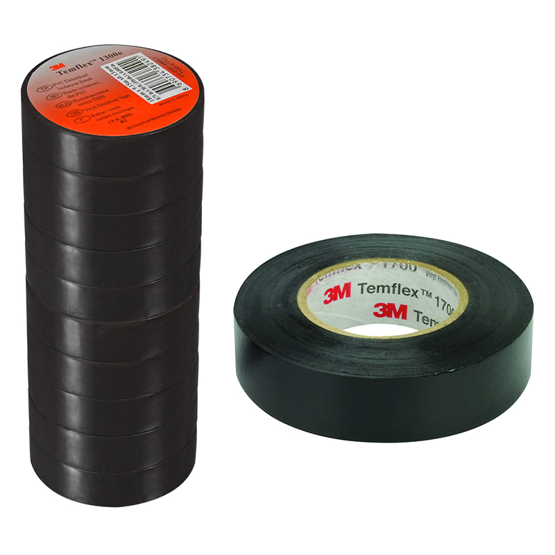 3M TEMFLEX 1300E PVC İZOLE BANT SİYAH 10LUK PAKET 0.13MM X 19MM X 0.13MM (4812)
