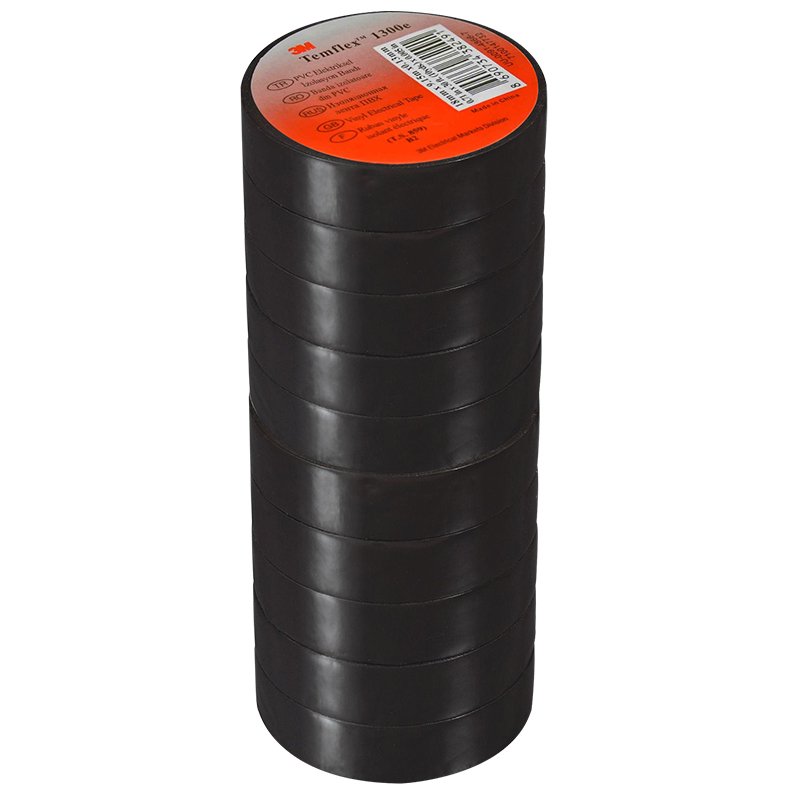 3M TEMFLEX 1300E PVC İZOLE BANT SİYAH 10LUK PAKET 0.13MM X 19MM X 0.13MM (4812)
