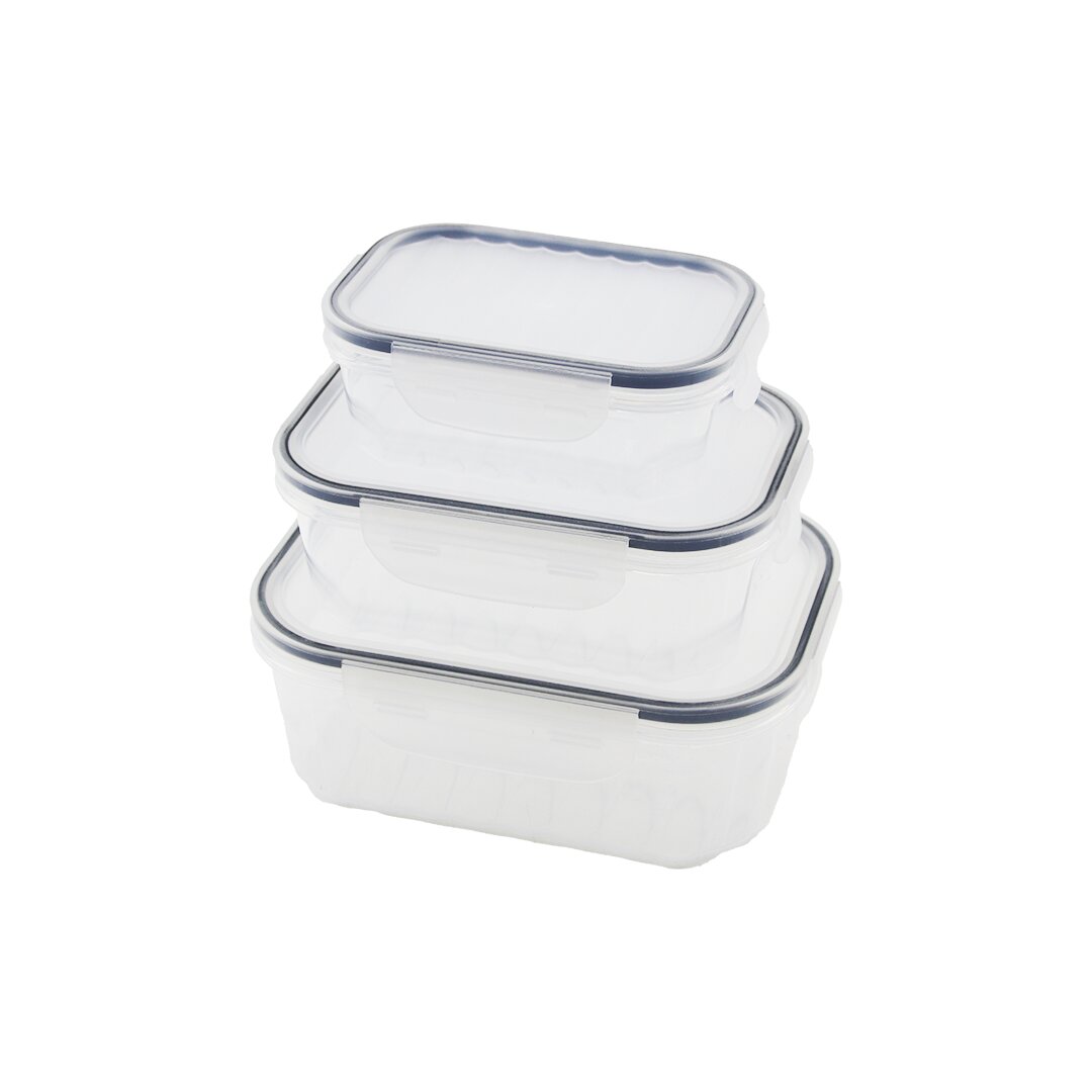 3PCS QUİCK SIZDIRMAZ SAKLAMA KABI SETİ ŞEFFAF KAP - BUĞULU-CONTALI KAPAK  500-1000-1700ML (4812)