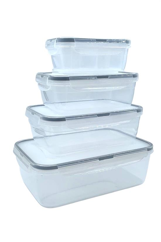 4'lü İç İçe Sızdırmaz Contalı Kilitli Kapaklı Plastik Erzak Saklama Kapları LC315 (4812) 4'lü İç İçe Sızdırmaz Contalı Kilitli Kapaklı Plastik Erzak Saklama Kapları LC315 (4812)