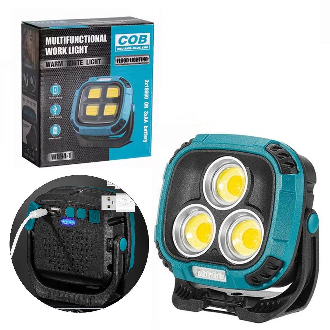 4000K - 7000K - KIRMIZI 3 COB LEDLİ 30 WATT ÇOK FONKSİYONLU ÇALIŞMA LAMBASI (POWERBANK) (4812)