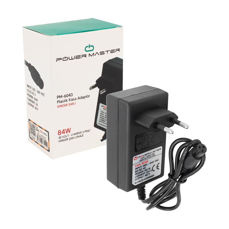 42 VOLT - 2 AMPER - 84 WATT PRİZ TİPİ 3 PİNLİ GİNGER ŞARJ CİHAZ ADAPTÖRÜ (4812) 42 VOLT - 2 AMPER - 84 WATT PRİZ TİPİ 3 PİNLİ GİNGER ŞARJ CİHAZ ADAPTÖRÜ (4812)