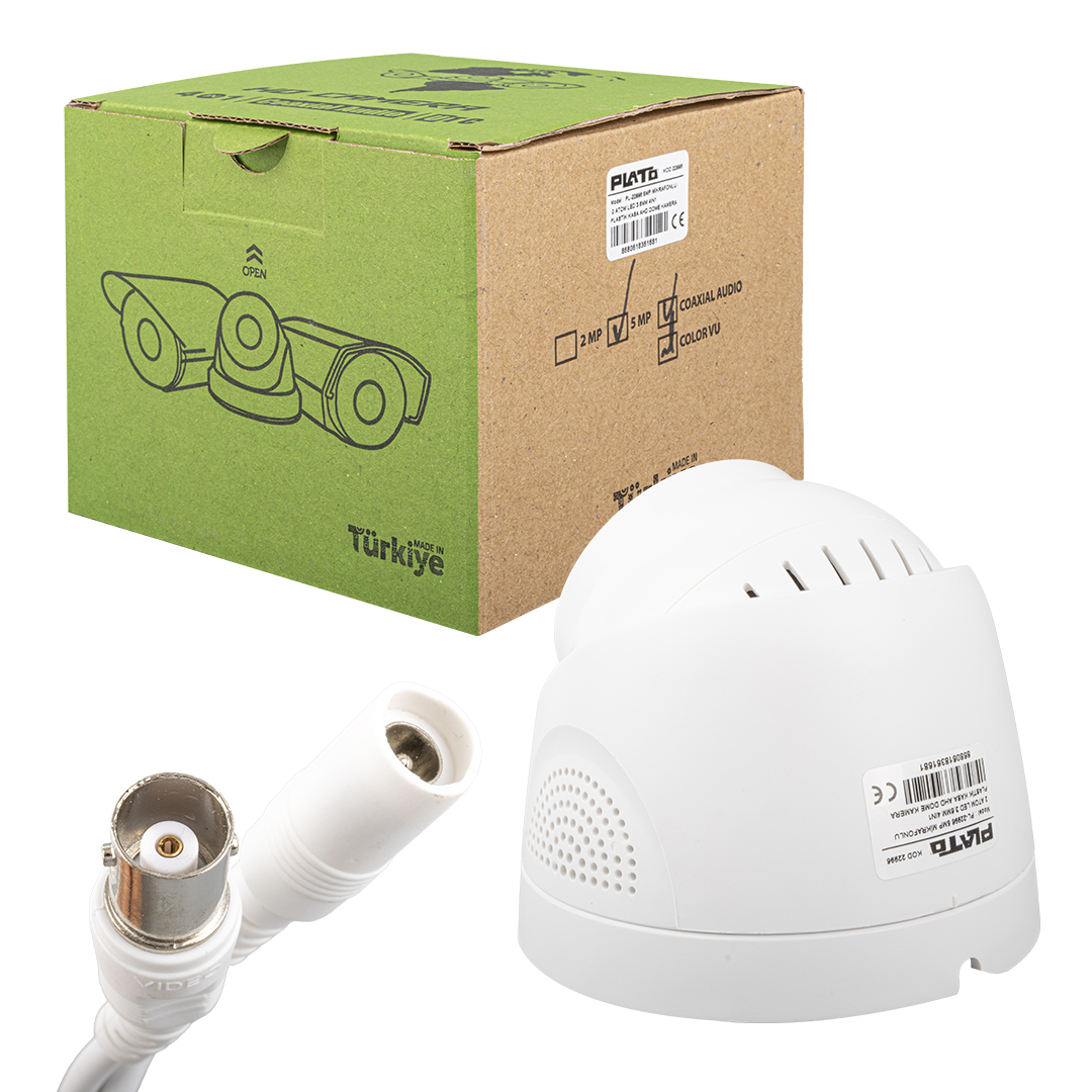 5MP COLOR VU MİKROFONLU 3.6 MM 2 ATOM LED PLASTİK KASA AHD DOME KAMERA (4812)