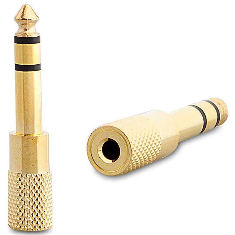 6.3 MM STEREO ERKEK / 3.5 MM STEREO DİŞİ SARI METAL GOLD JACK FİŞ ÇEVİRİCİ (4812)