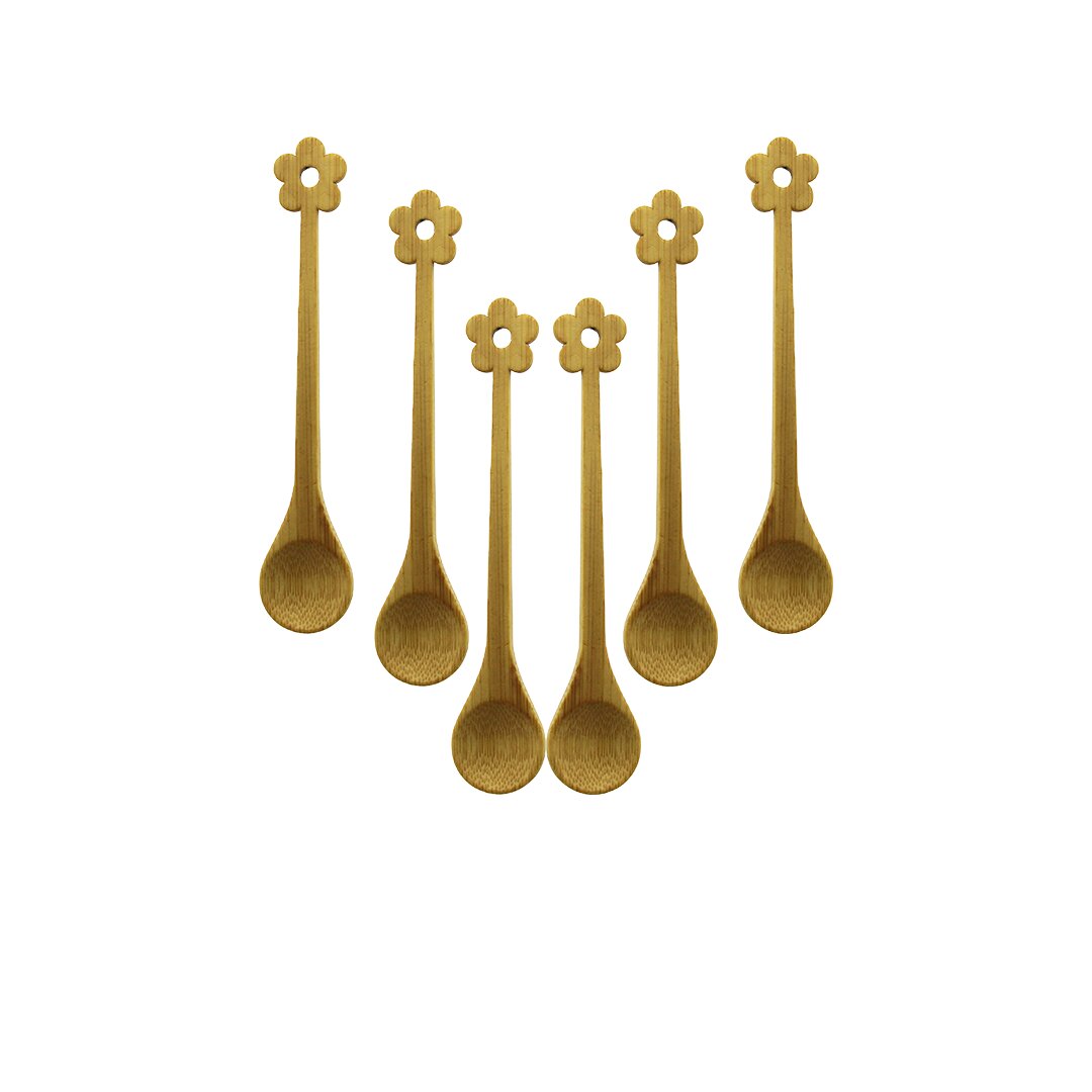 6 PCS   MİNİ   BAMBU AHŞAP KAŞIK   14.5CM (4812)