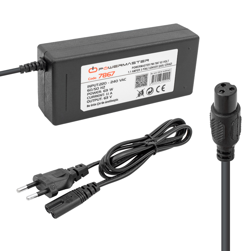 63 VOLT- 1.1 AMPER 69 WATT MASAÜSTÜ 3 PİNLİ GİNGER ŞARJ CİHAZI (4812)