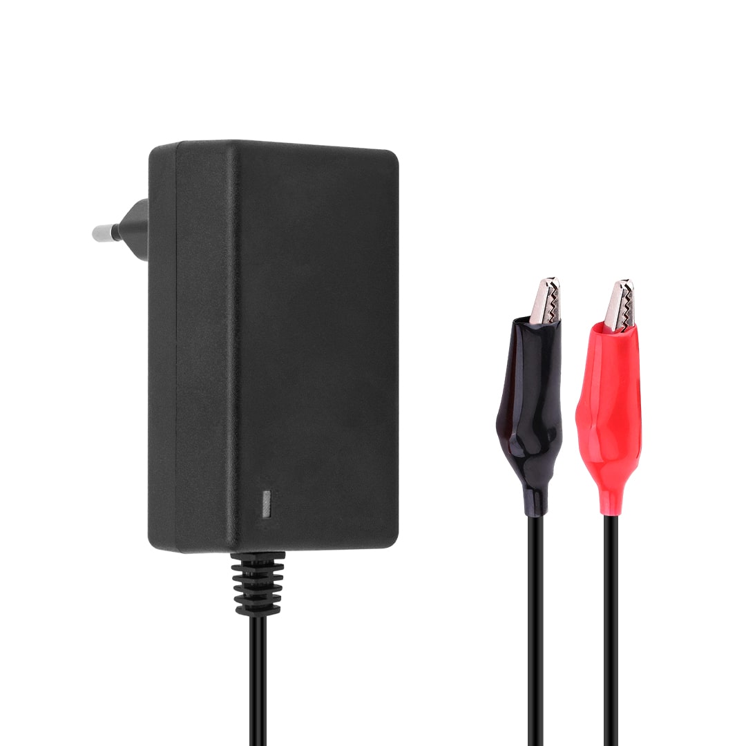7.2 VOLT - 1 AMPER KROKODİL UÇLU PRİZ TİP KIRMIZI YEŞİL LEDLİ YERLİ ÜRETİM AKÜ ŞARJ ADAPTÖRÜ (OUT:6V1A) (4812)