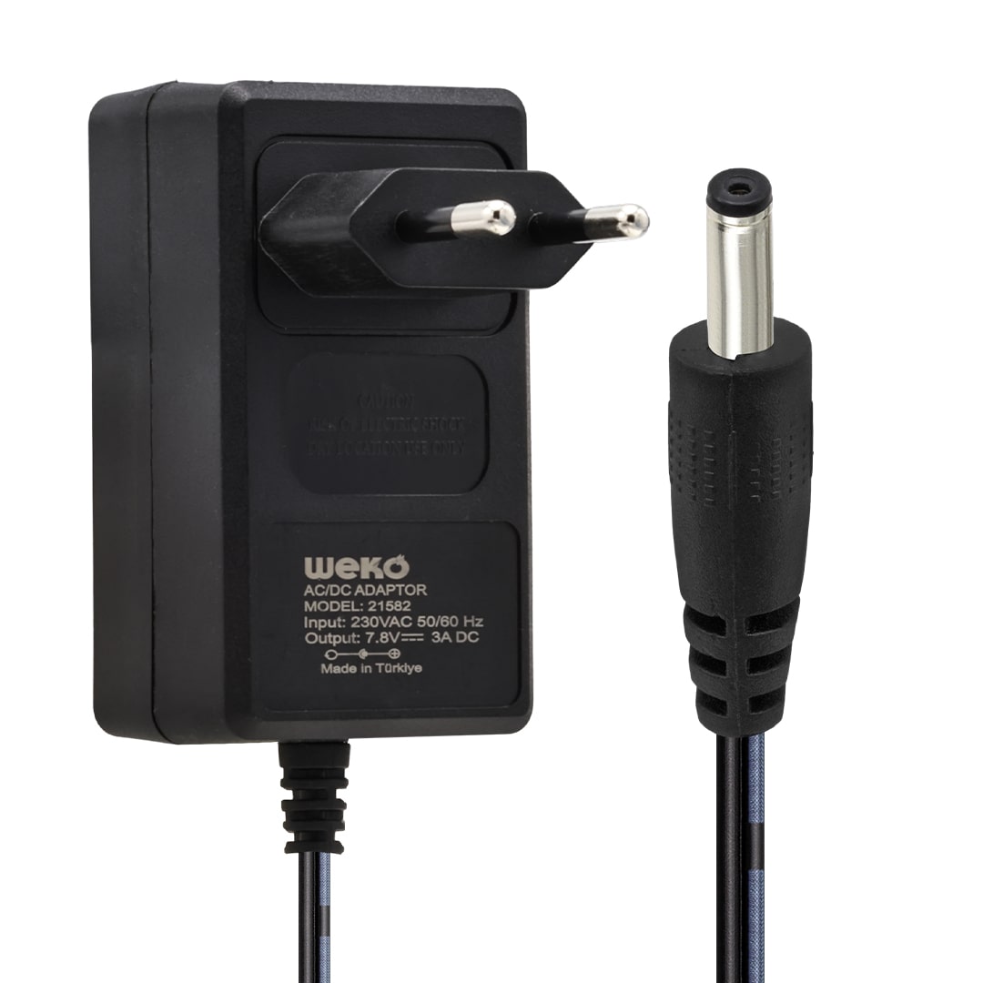 7.8 VOLT - 3 AMPER 3.5*1.35 UÇLU YERLİ ÜRETİM AC PLASTİK YAZAR KASA ADAPTÖRÜ (4812)