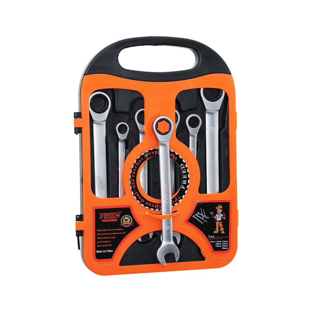 7 PCS CIRCIR KOMBİNE ANAHTAR SETİ 8-10-12-13-14-17-19MMPLASTİK TAŞIMA ÇANTALI (4812)