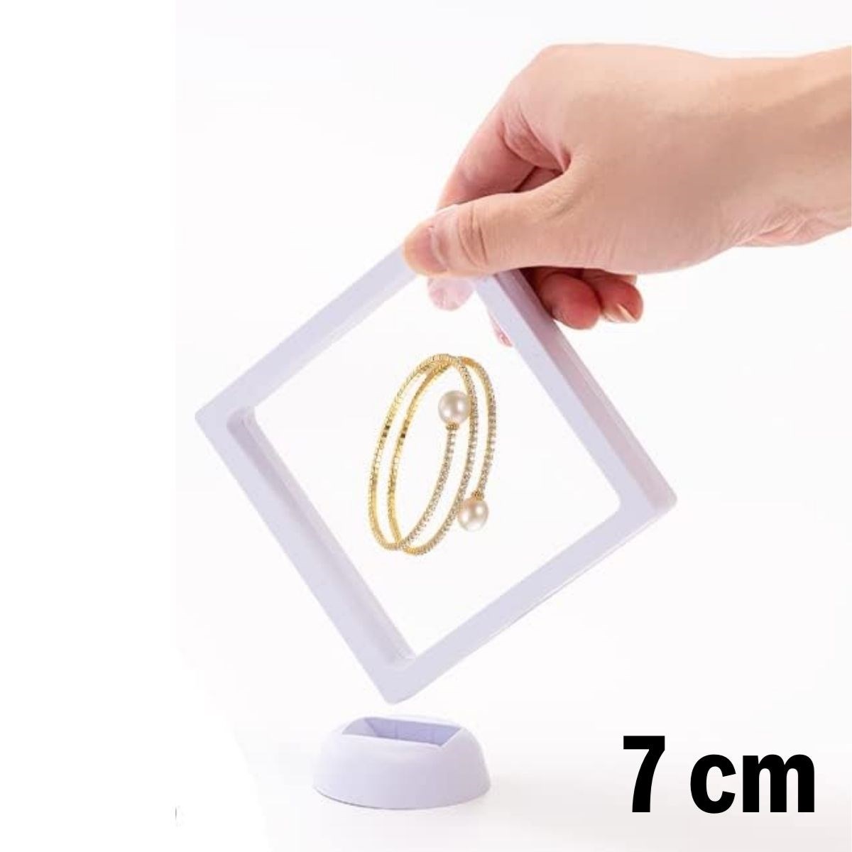 7x7 cm Standlı 3D Takı Ziynet Hatıra Koleksiyon Saklama Kutusu Şeffaf Film Çerçevesi (4812)