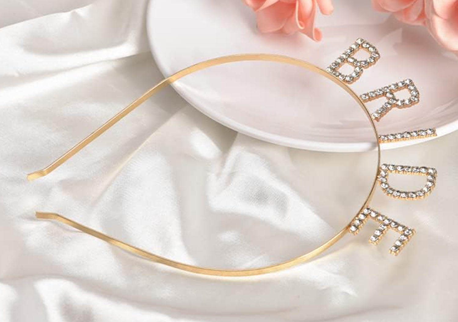 Altın Gold Renk Bekarlığa Veda Kristal Taş Bride Tacı İthal 16x10 cm (4812)
