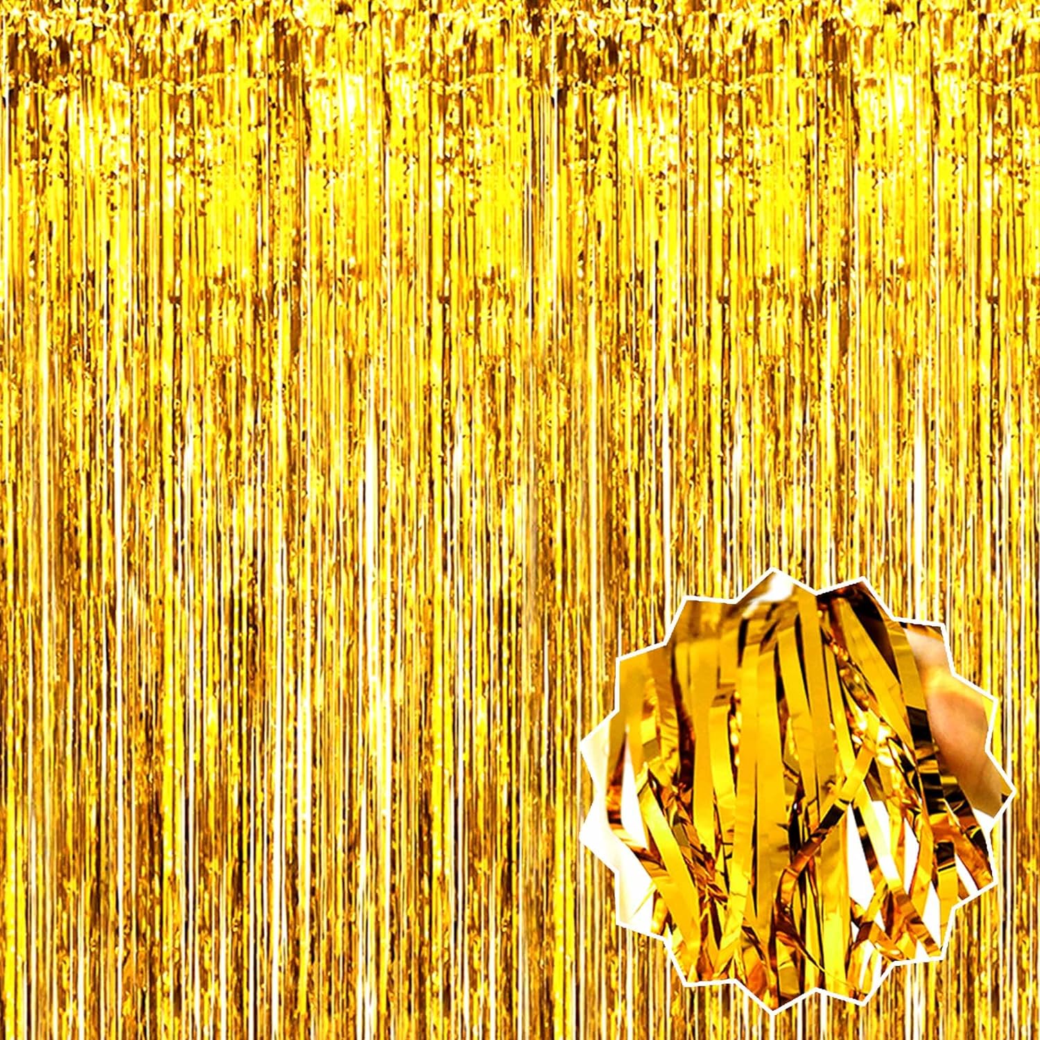 Altın Gold Renk Ekstra Metalize Parlak Saçaklı Arka Fon Perde İthal A Kalite 1x2 Metre (4812) Altın Gold Renk Ekstra Metalize Parlak Saçaklı Arka Fon Perde İthal A Kalite 1x2 Metre (4812)