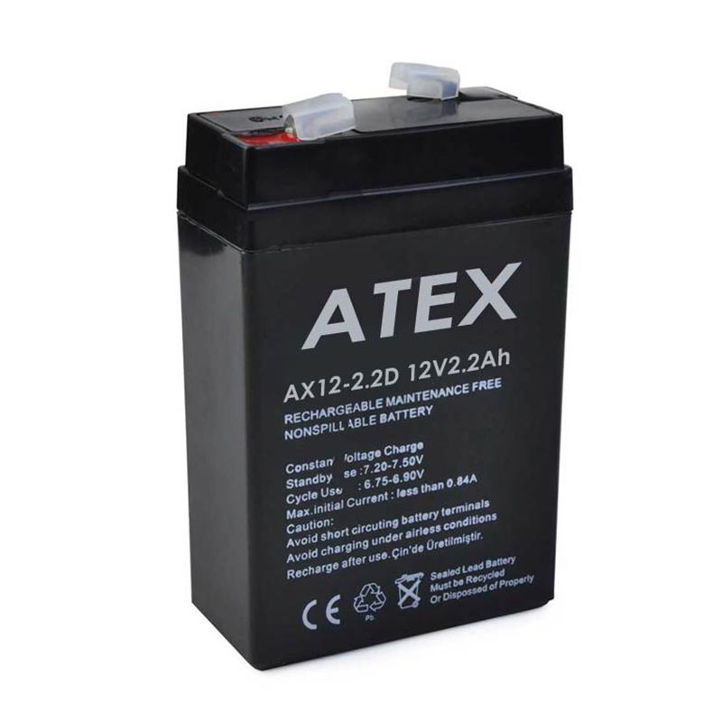 ATEX 12 VOLT - 2.2 AMPER DİK KARE AKÜ (70 X 46 X 101 MM) (4812)