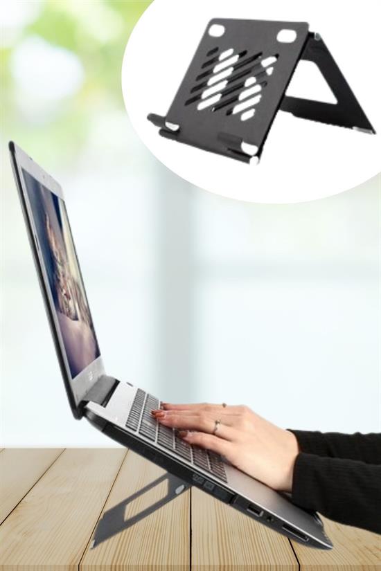 Ayarlanabilir Metal Dizüstü Destek Tabanı Katlanabilir Taşınabilir Laptop Sehpası Standı (4812)