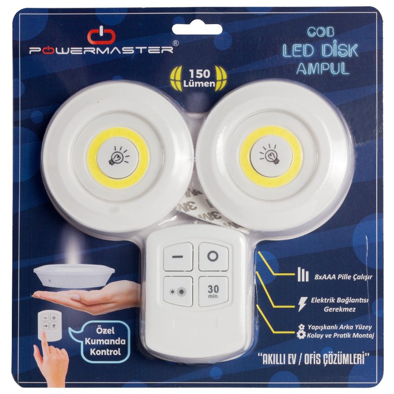 BEYAZ 150 LÜMEN COB LED YUVARLAK ÇİFT AMPÜL KUMANDALI (4812)
