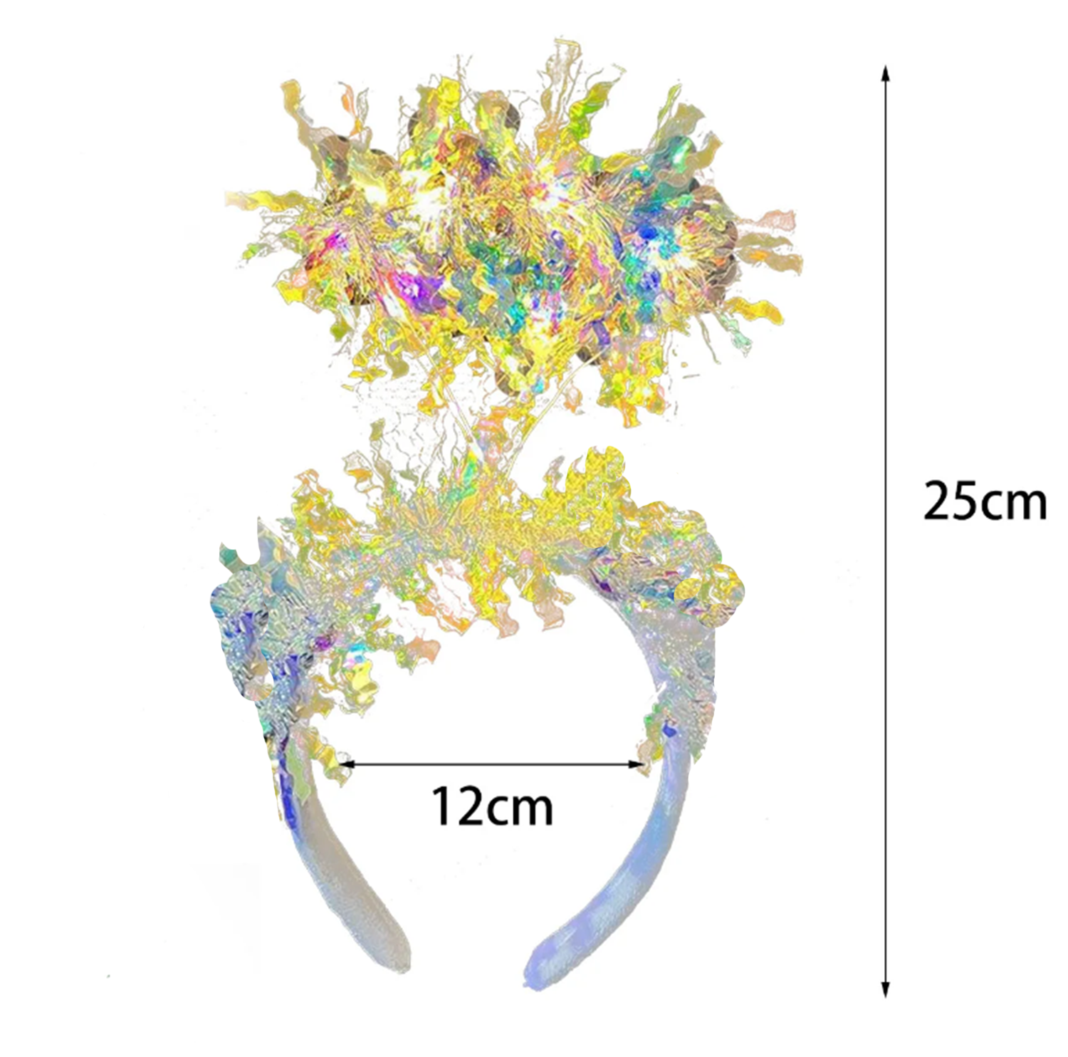 Beyaz Renk Gümüş Işıltılı Püsküllü Led Işıklı Parlak Hologramlı Taç 25x12 cm (4812) Beyaz Renk Gümüş Işıltılı Püsküllü Led Işıklı Parlak Hologramlı Taç 25x12 cm (4812)