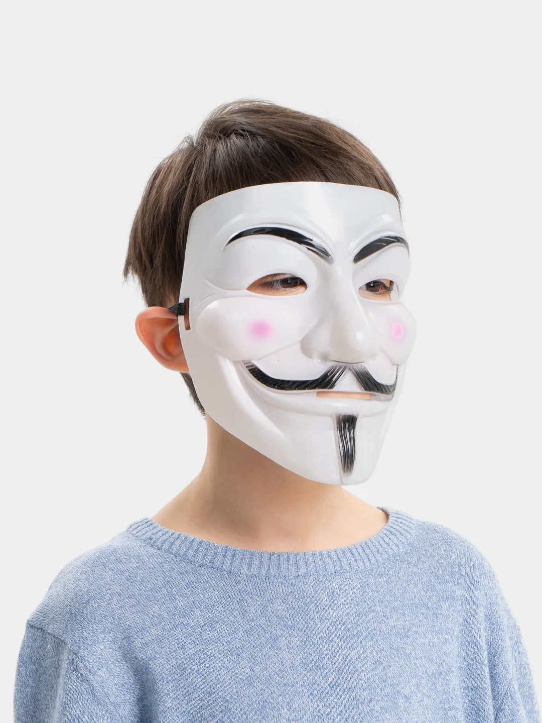 Beyaz Renk Pembe Yanaklı İthal V For Vendetta Maskesi (4812)