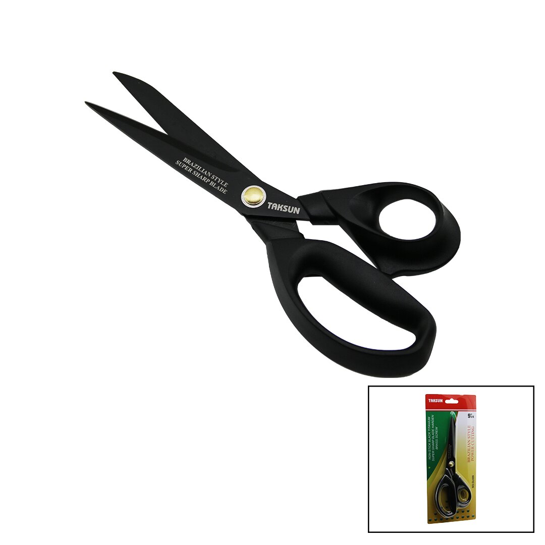 BREZİLYA STİLİ TERZİ MAKASI SİYAH - YAPIŞMAZ ERGONOMİK SAP GL-606 91/4 (4812)
