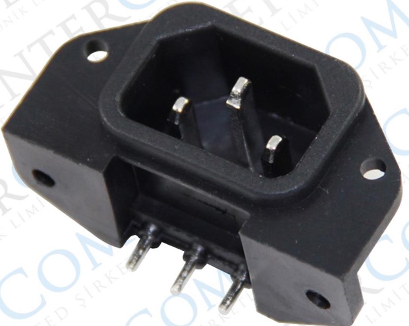 C14 POWER SOKET ERKEK KULAKLI 90C PCB (IC-212C) (4812)