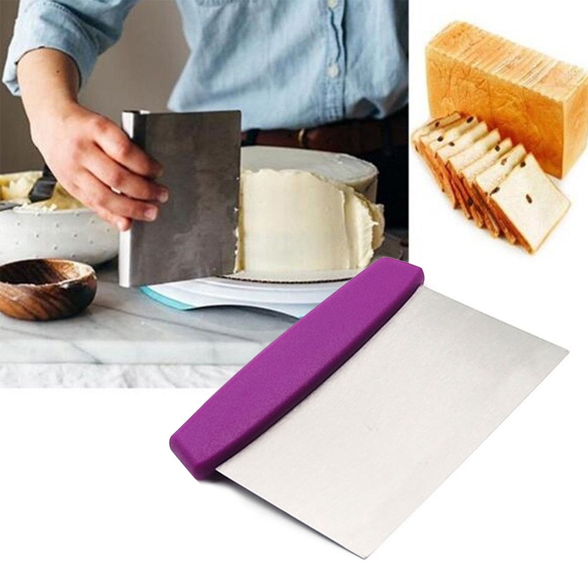 Çelik Hamur Kesici Kazıyıcı Pasta Kek Dekorasyon Spatula Aleti (4812)
