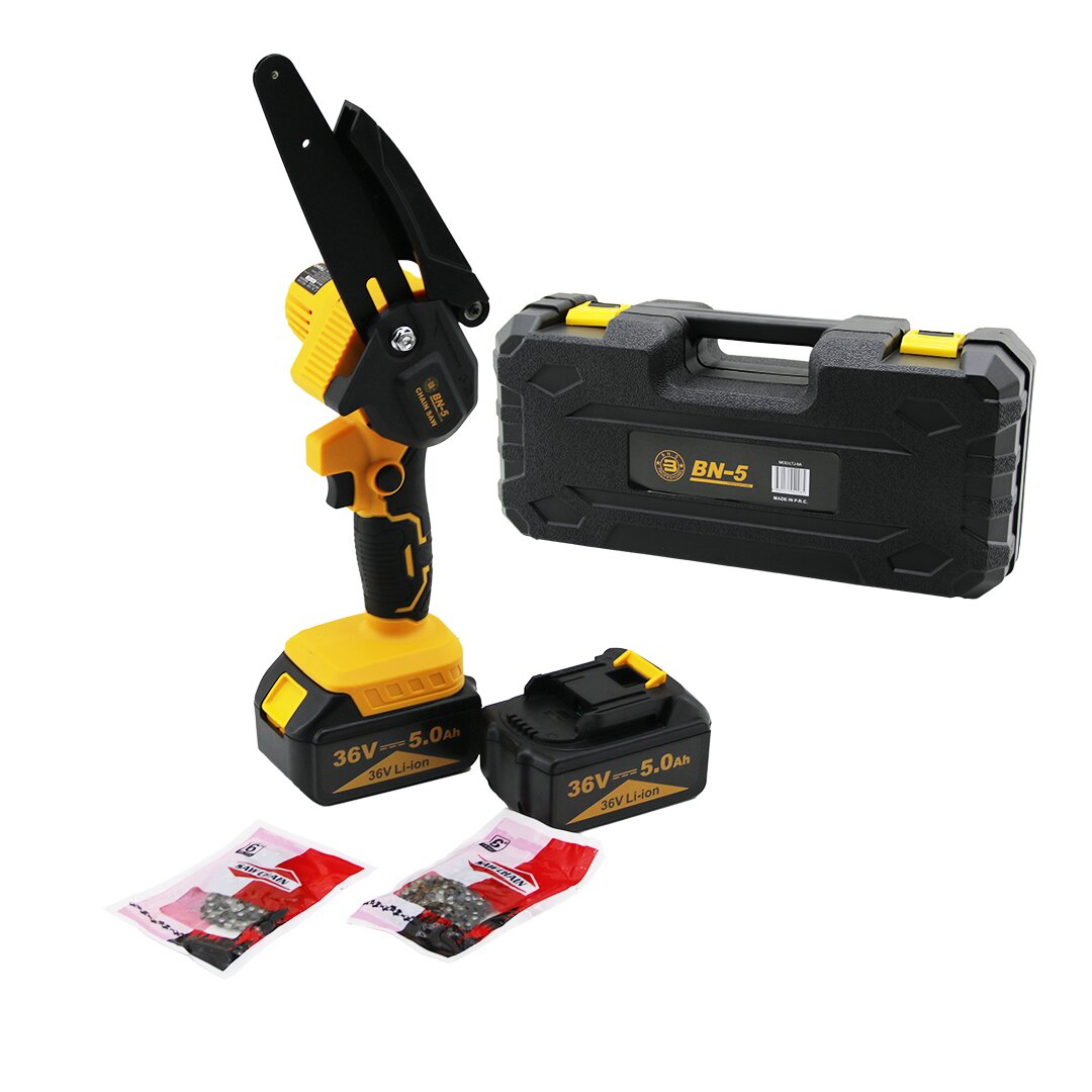 CHAIN SAW YELLOW LTJ-6A YAĞSIZ - ZİNCİRLİ 6&quot; BUDAMA - DAL KESME MAKİNE ŞARJLI - 2 BATARYA 36V 5.0AH (4812)