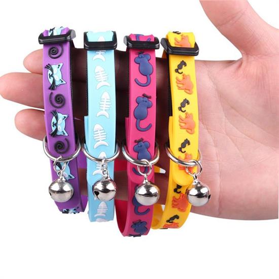 Çıngıraklı Zilli Sevimli Renkli Slikon Kedi Köpek Boyun Tasması (4812)