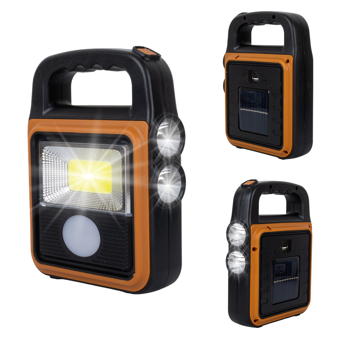 COB LEDLİ SOLARLI 4 KADEMELİ USB POWERBANK ÇIKIŞLI ŞARJLI IŞILDAK FENER (4812)