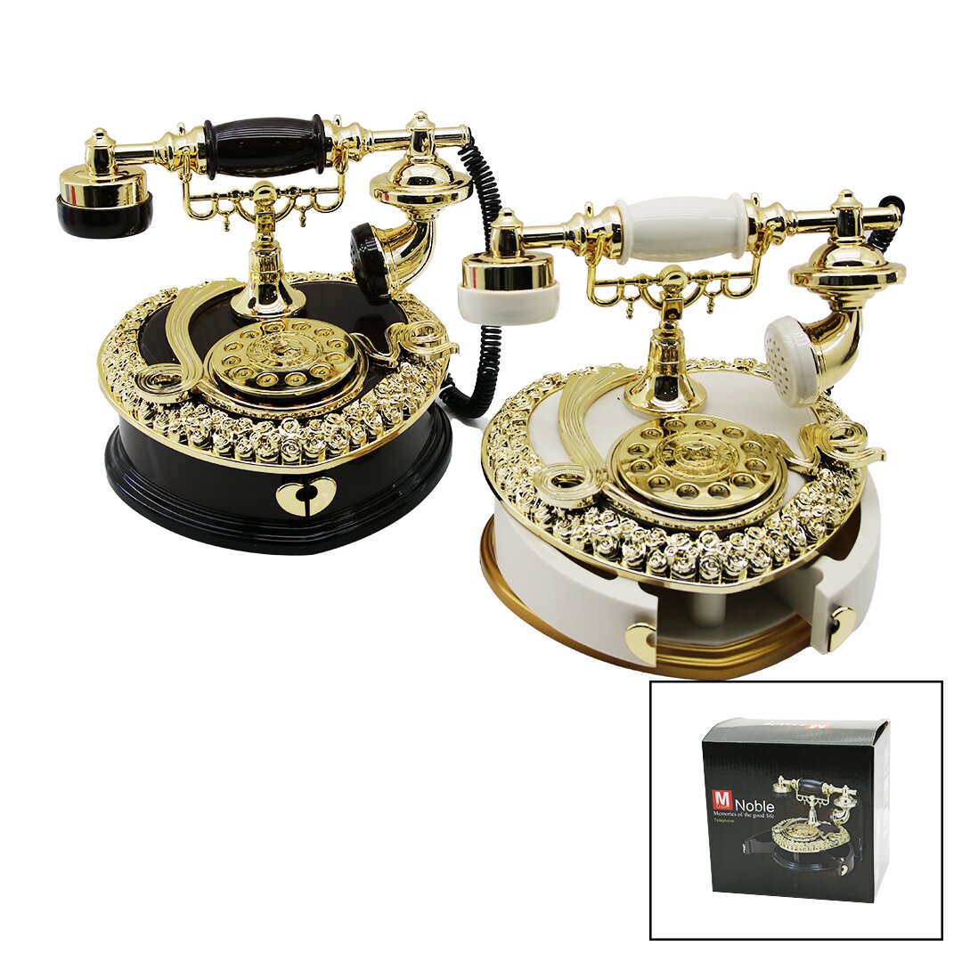 DEKORATİF  MÜZİKLİ  NOSTALJİ TELEFON -  2PCS TAKILIK ÇEKMECELİ (4812)