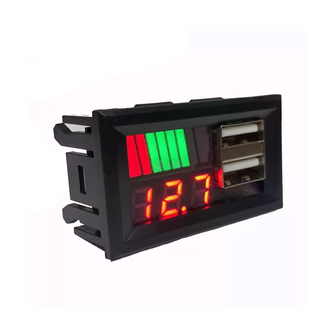 DİJİTAL VOLTMETRE USB ÇIKIŞLI AKÜ GÖSTERGELİ DC 12V (IC278C) (4812)