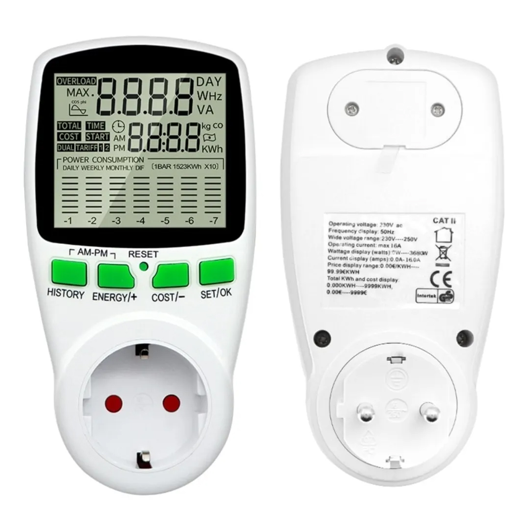 DİJİTAL WATTMETRE ENERJİ SARFİYAT ÖLÇER TÜKETİM ÖLÇER 220 VOLT 16 AMPER 3680 WATT PRİZ (4812)