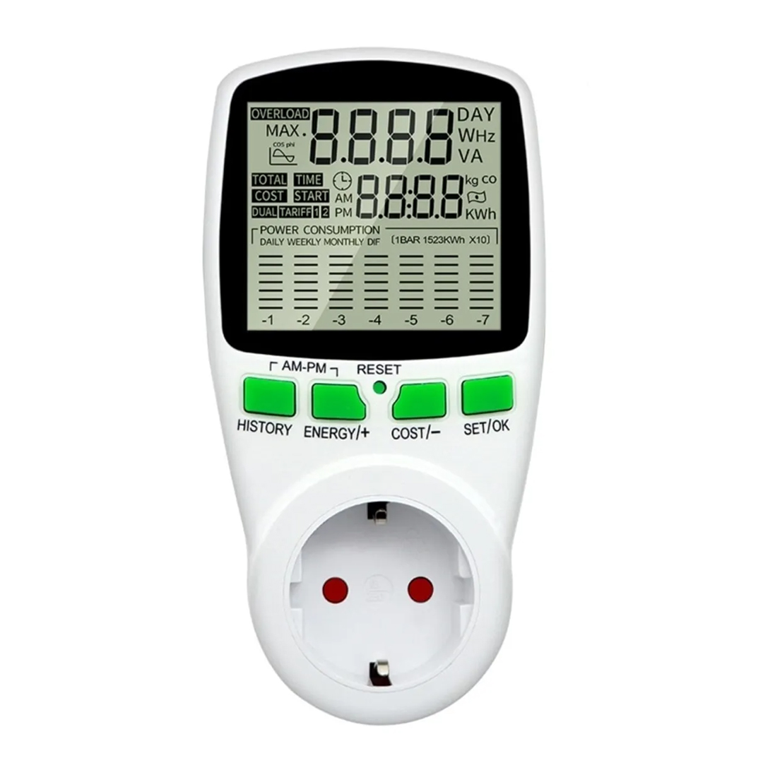 DİJİTAL WATTMETRE ENERJİ SARFİYAT ÖLÇER TÜKETİM ÖLÇER 220 VOLT 16 AMPER 3680 WATT PRİZ (4812)