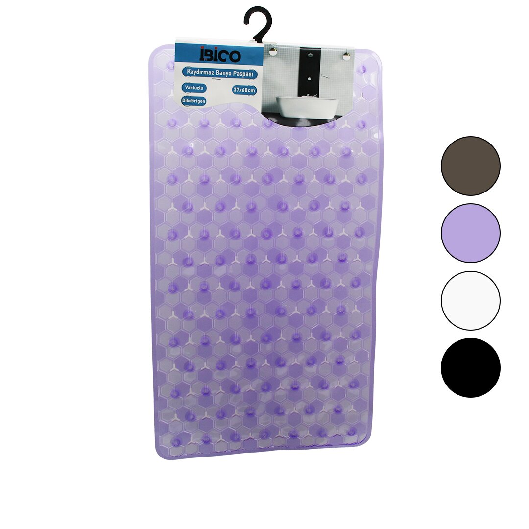 DİKDÖRTGEN - LÜX PVC PETEK DESEN - ŞEFFAF-BUZLU 98PCS VANTUZ KAYDIRMAZ BANYO - KÜVET PASPAS 37X68CM (4812)