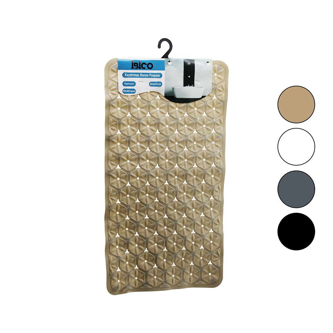 DİKDÖRTGEN - PLASTİK KABARTMA ÇİÇEK DESEN- RENKLİ 92PCS VANTUZ KAYDIRMAZ BANYO- KÜVET PASPAS 36X67CM (4812)