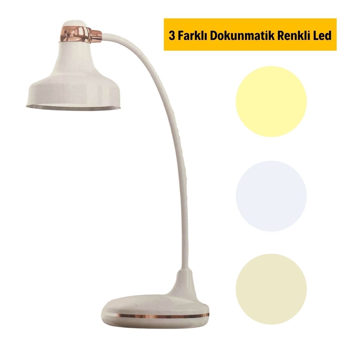 Dokunmatik 3 Farklı LED Işıklı Çalışma Masası Üstü Lamba (4812) Dokunmatik 3 Farklı LED Işıklı Çalışma Masası Üstü Lamba (4812)