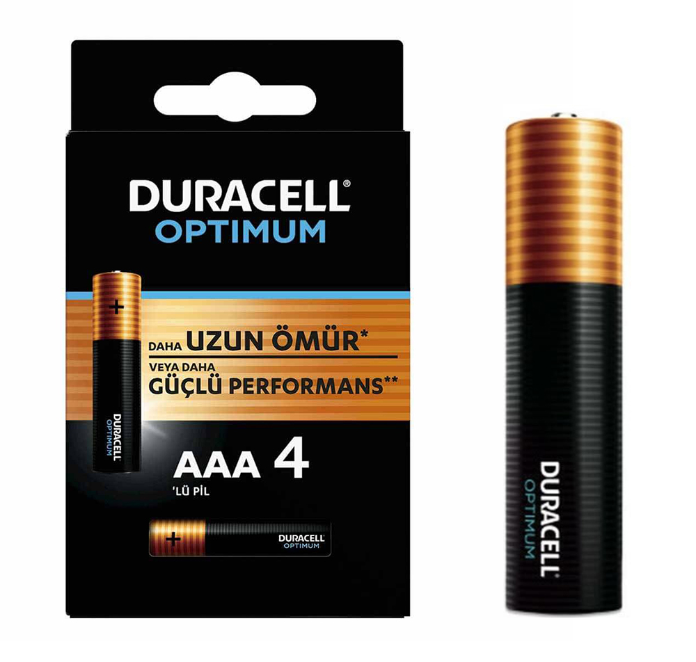 DURACELL OPTIMUM MX2400 1.5V ALKALIN AAA İNCE KALEM PİL 4LÜ PAKET (4812)