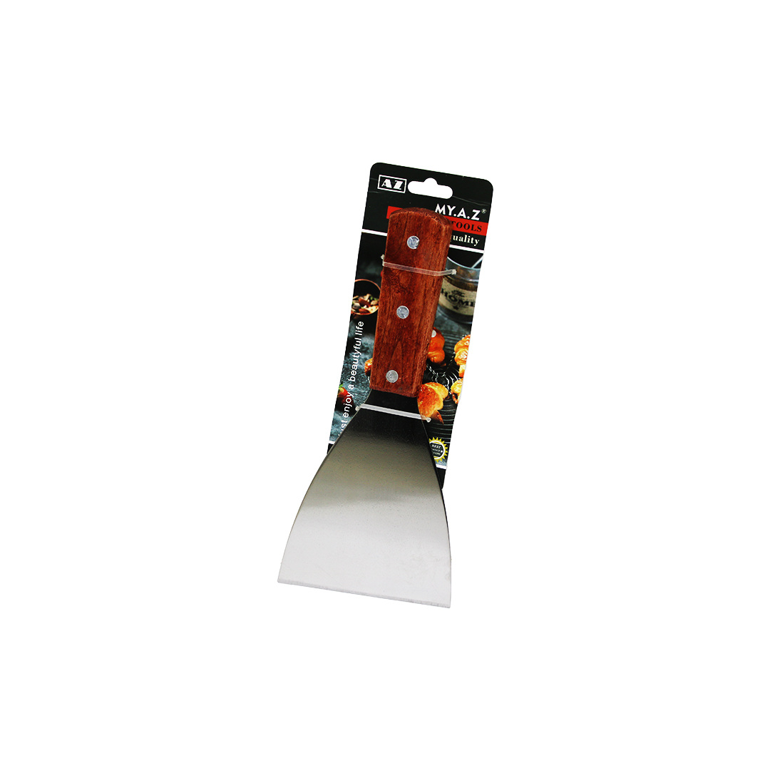 EĞİK AĞIZLI METAL SPATULA - AHŞAP SAPLI (4812)